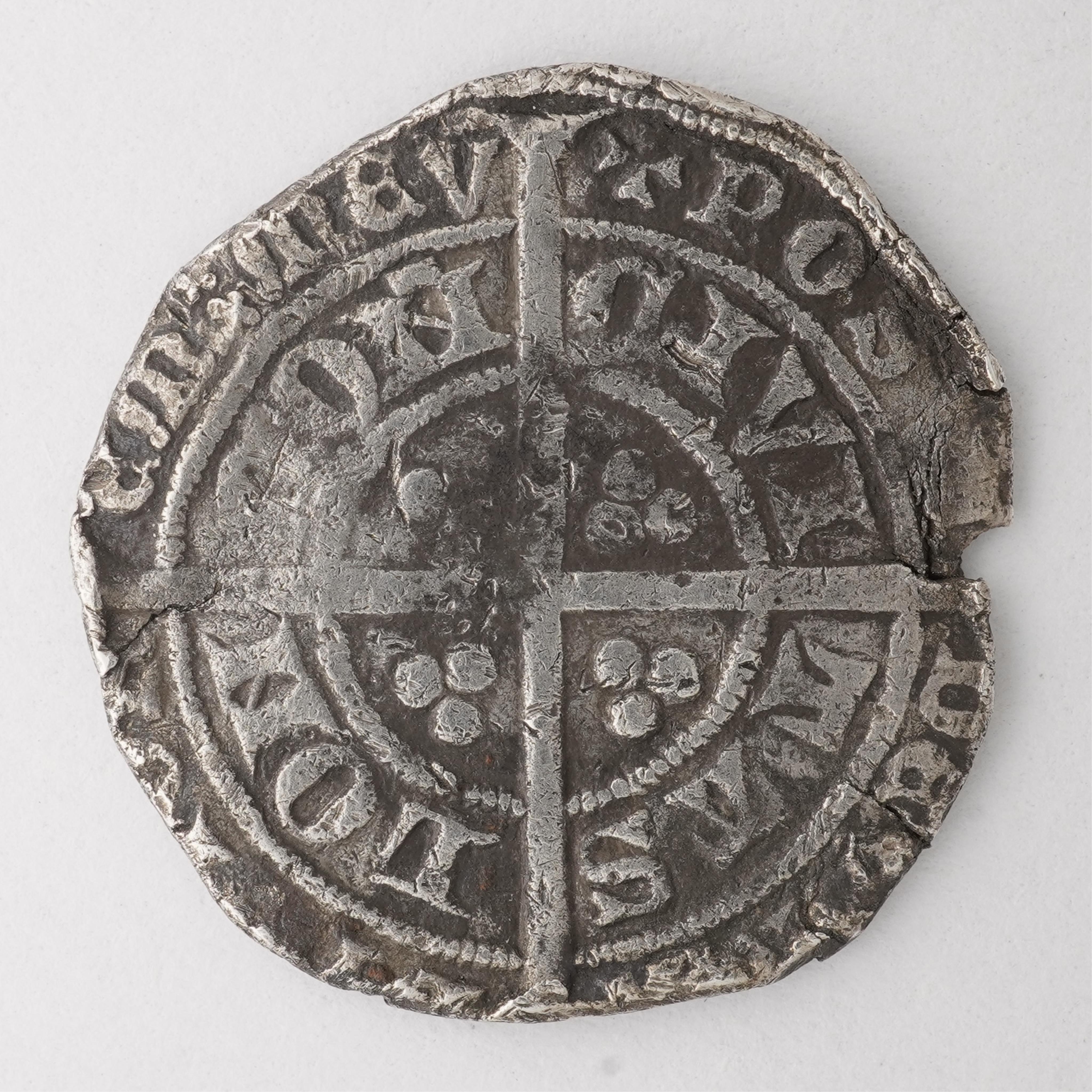 British hammered coins, Richard II (1377-99), silver groat, London type II/III mule, mm. cross pattée, 4.2g, S. 1679/1680, irregular split flan, near fine, ex. Coincraft